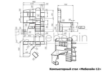 размеры компьютерного стола Мебелайн-12