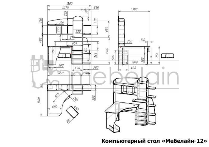 размеры компьютерного стола Мебелайн-12 размеры компьютерного стола Мебелайн-12