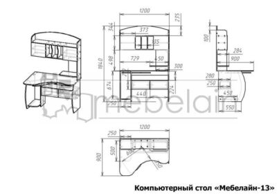 размеры компьютерного стола Мебелайн-13