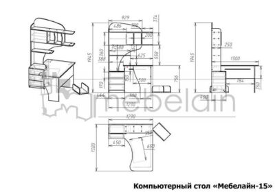 размеры компьютерного стола Мебелайн-15