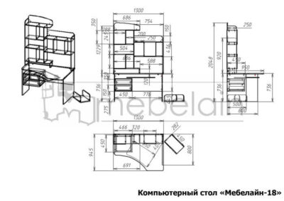 размеры компьютерного стола Мебелайн-18