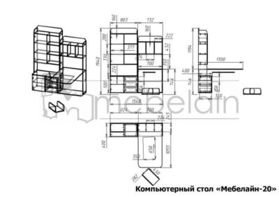 размеры компьютерного стола Мебелайн-20
