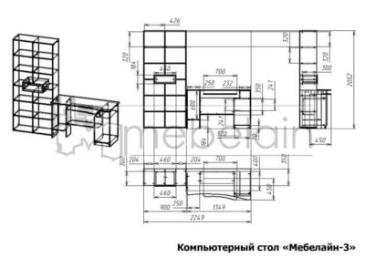 размеры компьютерного стола Мебелайн-3