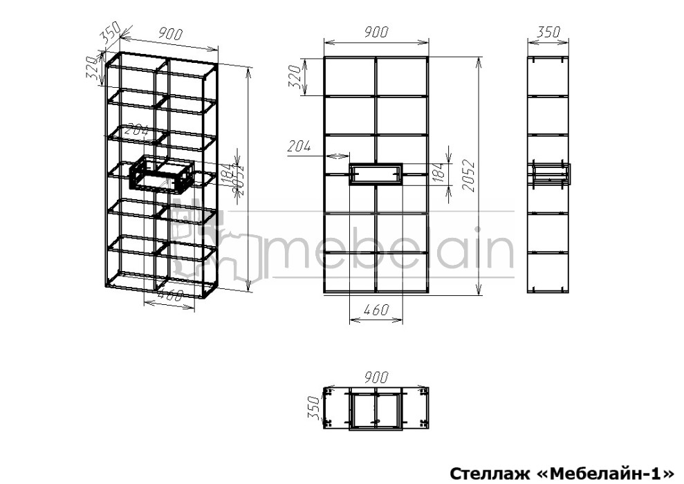 размеры стеллажа Мебелайн-1 размеры стеллажа Мебелайн-1