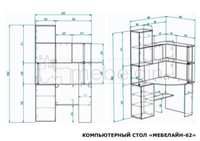 размеры компьютерного стола Мебелайн 62